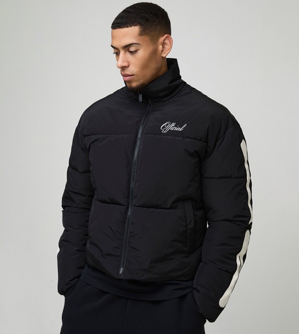Boxy High Neck Skeleton Puffer Jacket