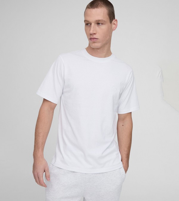 Regular Fit Bm Signature Embroidered Crew Neck T-Shirt