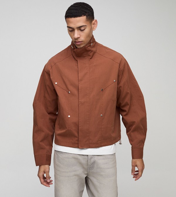 Twill Funnel Neck Cagoule Oversized Jacket
