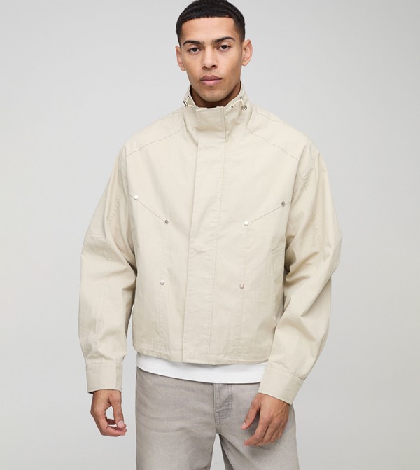 Twill Funnel Neck Cagoule Oversized Jacket