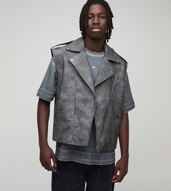 Regular Fit Biker Jacket Gilet