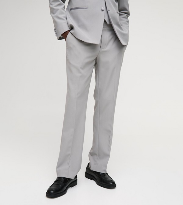 Solid Mid Rise Flared Formal Trousers
