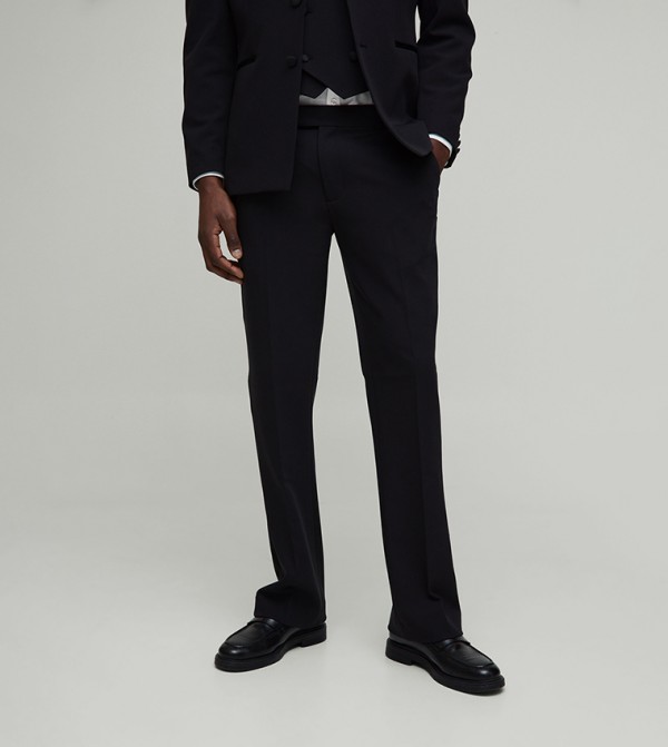 Solid Slim Fit Tailored Trousers