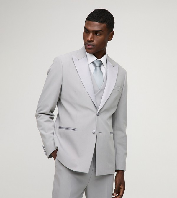 Satin Lapel Long Sleeves Blazer