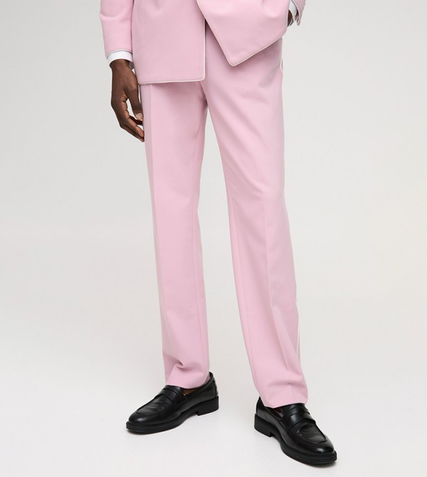 Solid Mid Rise Straight Fit Formal Trousers