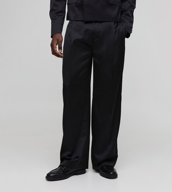 Mid Rise Wide Leg Formal Trousers