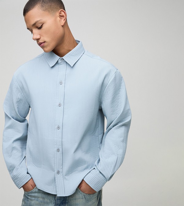 Ribbed Long Sleeves Casual Shirt