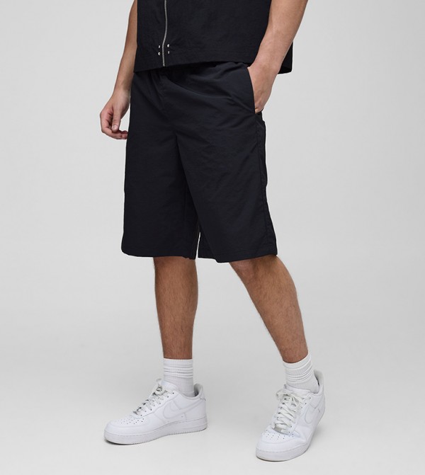 Elastic Waist Crinkle Nylon Shorts