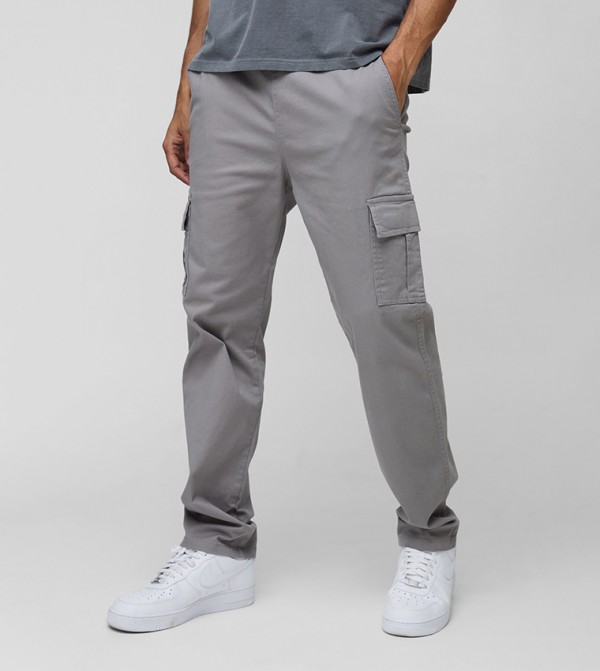 Elasticated Waist Straight Fit Cargo Trousers