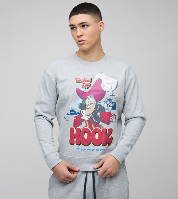 Captain Hook Print Oversized Sweatshirt