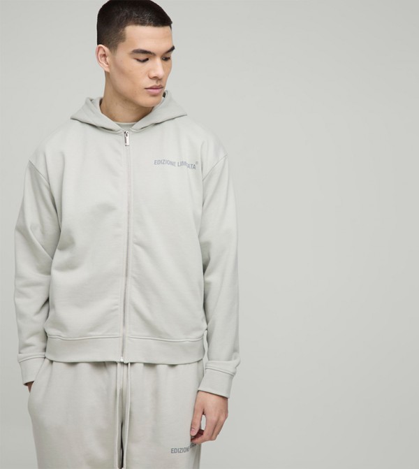 Printed Oversized Hooded Jacket