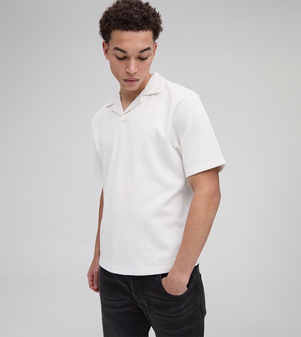 Boxy Fit Pique Revere Collar T-Shirt
