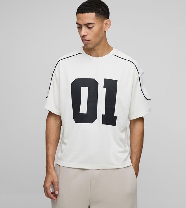 Varsity Short Sleeves Oversized Boxy T-Shirt