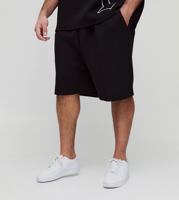 Plus & Tall Dropped Crotch Scuba Oversized Shorts