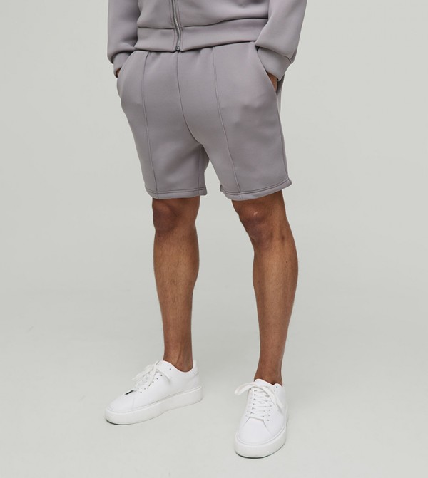 Slim Fit Bonded Scuba Short Length Pintuck Shorts