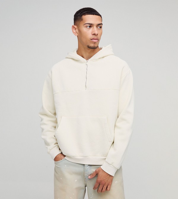 Quarter Zip Washed Oversized Hoodie