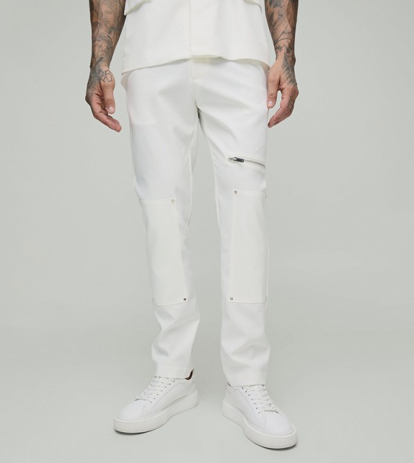 High Waist Zip Skinny Fit Trousers