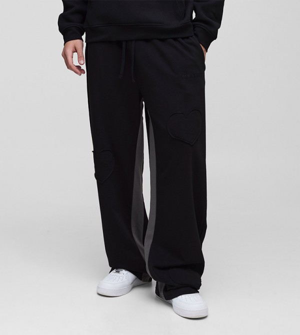 Wide Leg Heart Applique Sweatpants