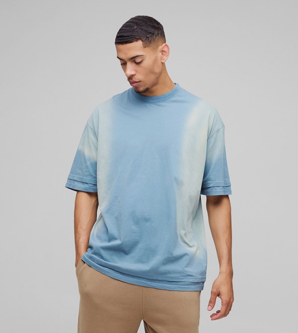 Faux Layer Spray Wash Oversized T-Shirt