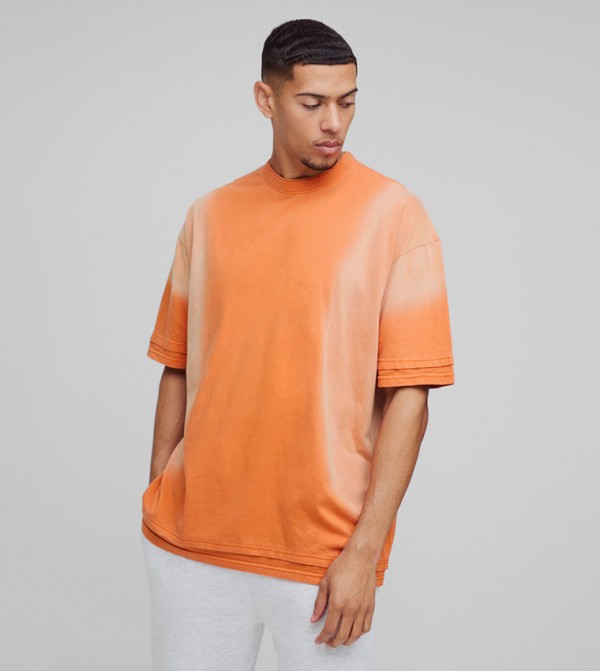 Faux Layer Spray Wash Oversized T-Shirt
