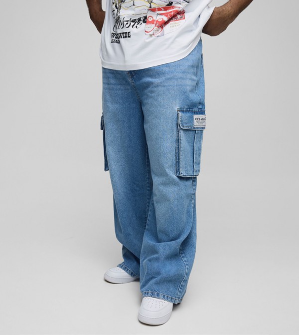 Plus & Tall Woven Tab Cargo Relaxed Fit Jeans