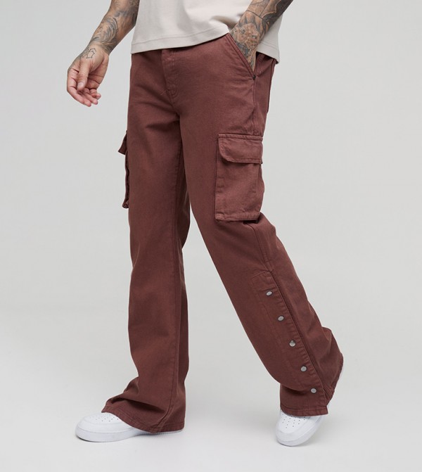 Tall Popper Hem Relaxed Fit Cargo Jeans
