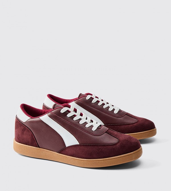 Contrast Panel Lace-Up Sneakers