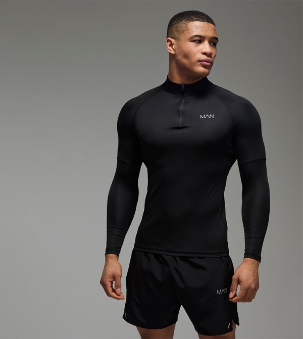 Logo Printed 1/4 Zip Active Top