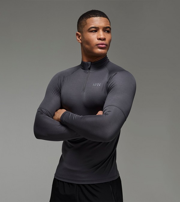 Logo Printed 1/4 Zip Active Top