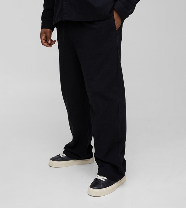Mid Rise Linen Relaxed Fit Trousers