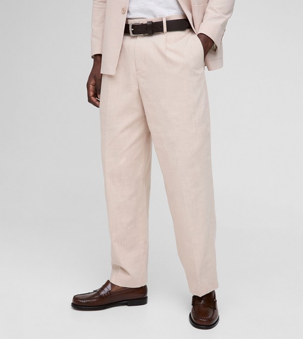 Linen Blend Relaxed Fit Trousers