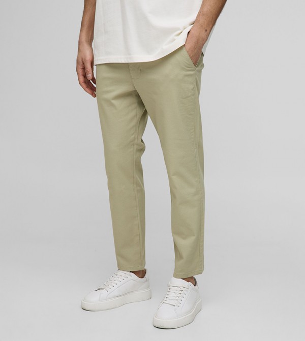 Fixed Waist Slim Cropped Chino Trousers