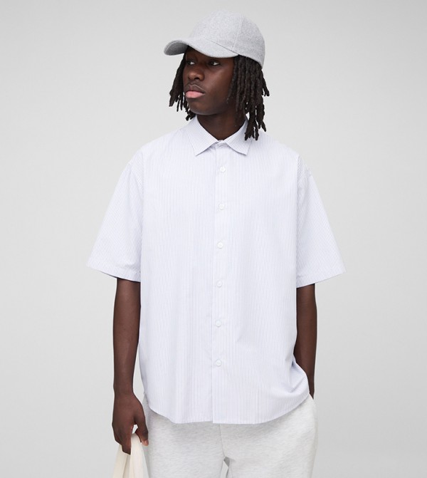 Super Oversized Striped Short Sleeves Shirt