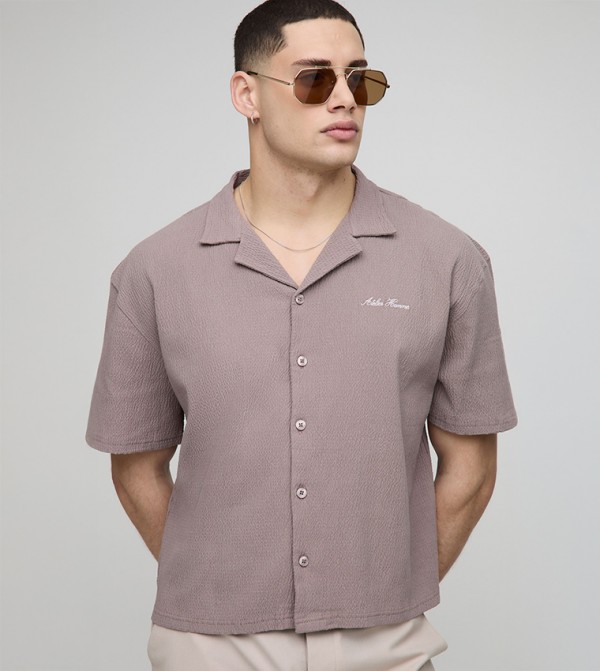 Embroidered Short Sleeves Oversized Shirt