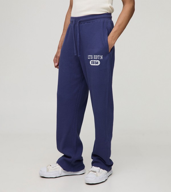 Printed Relaxed Fit Waffle Sweatpants
