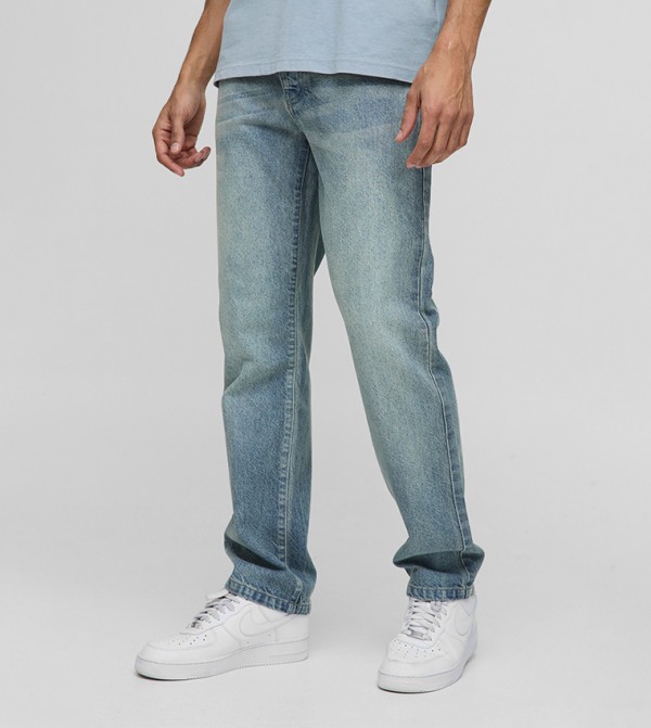 Washed Extreme Tab Straight Fit Jeans