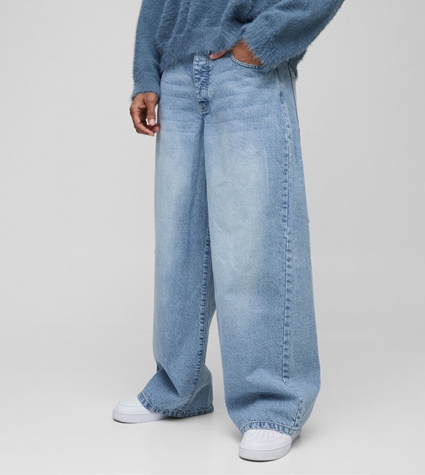 Extreme Washed Woven Tab Parachute Jeans