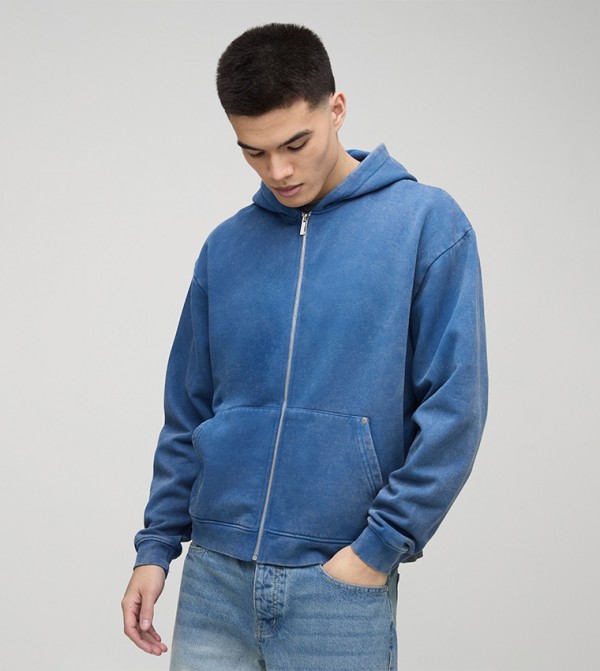 Zip-Through Oversized Hooded Denim Jacket