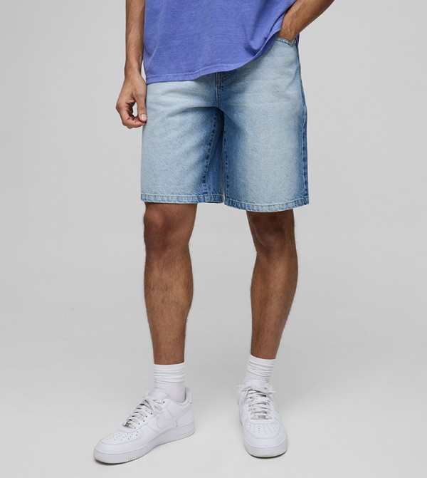 Relaxed Fit Extreme Washed Denim Shorts