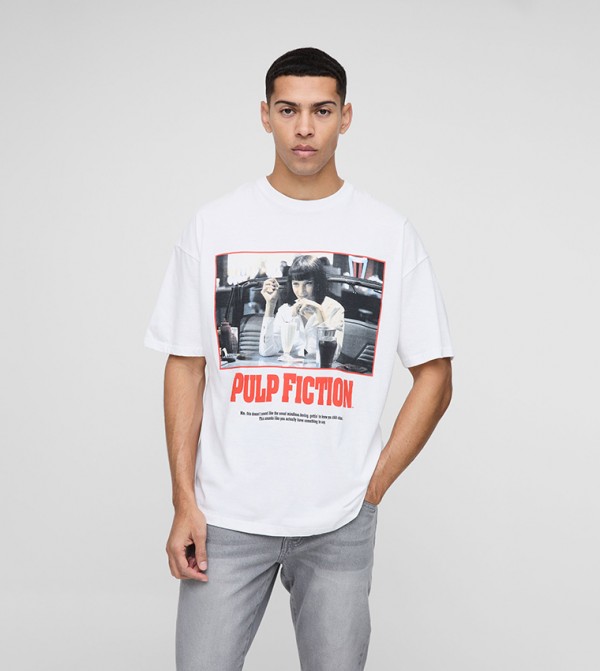 Pulp Fiction License Print Oversized T-Shirt