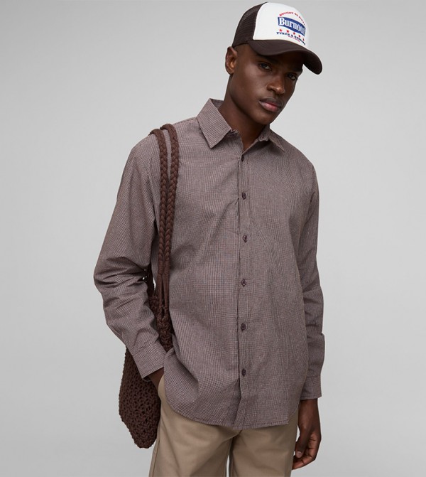 Plaid Long Sleeves Oversized Shirt
