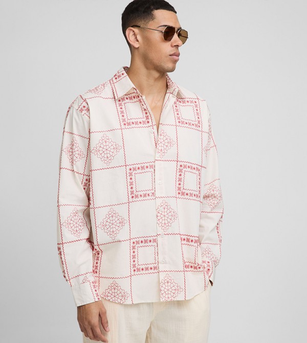 Super Oversized Long Sleeves Embroidered Poplin Shirt