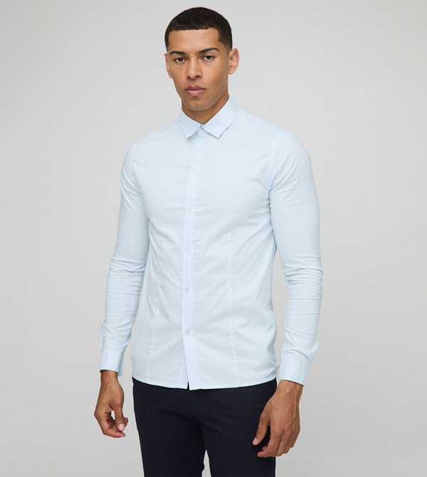 Solid Stretch Fit Long Sleeves Shirt