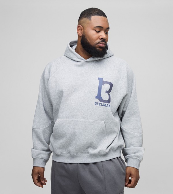 13 Print Varsity Oversized Hoodie