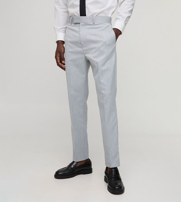 Crease Front Tailored Tapered Fit Trousers