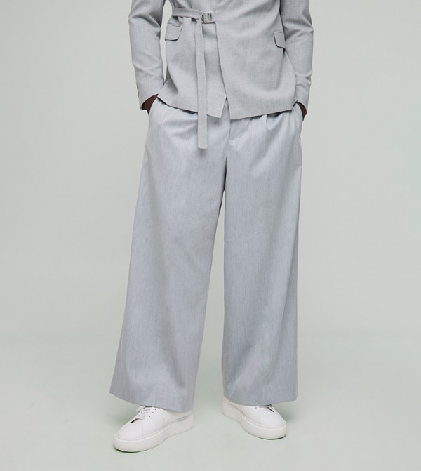 Pleat Front Tailored Wide Leg Trousers