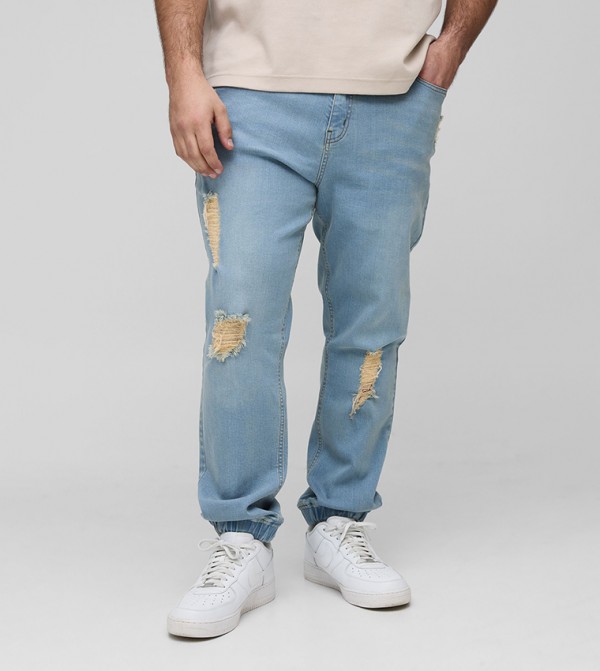 Plus & Tall Ripped Cuffed Slim Fit Jeans