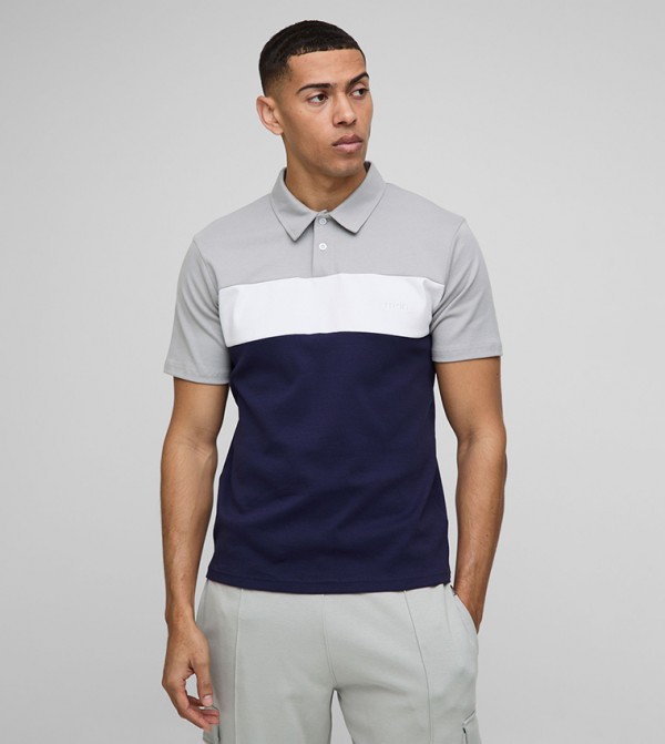 Slim Fit Color Block Interlock Polo T-Shirt
