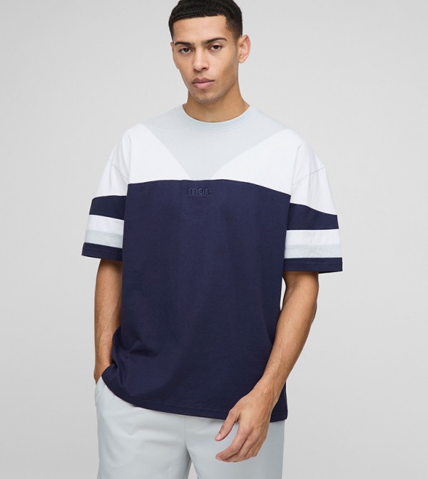 Color Block Short Sleeves Oversized T-Shirt