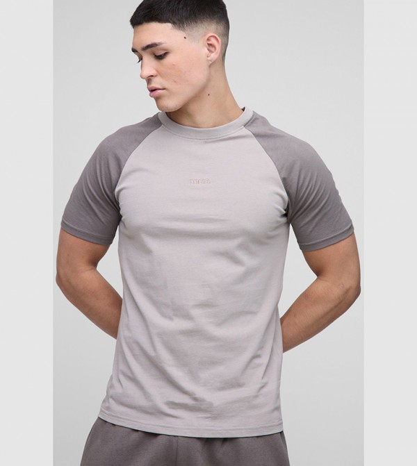 Color Block Raglan Sleeves Slim Fit T-Shirt